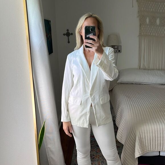 Open Edit Unstructured Blazer Ivory Size Small - Picture 2 of 9